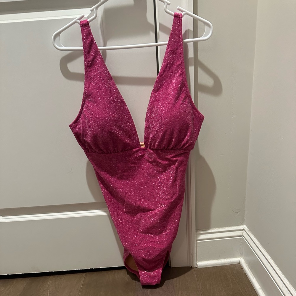 J. Crew Pink Glitter One Piece Swimsuit